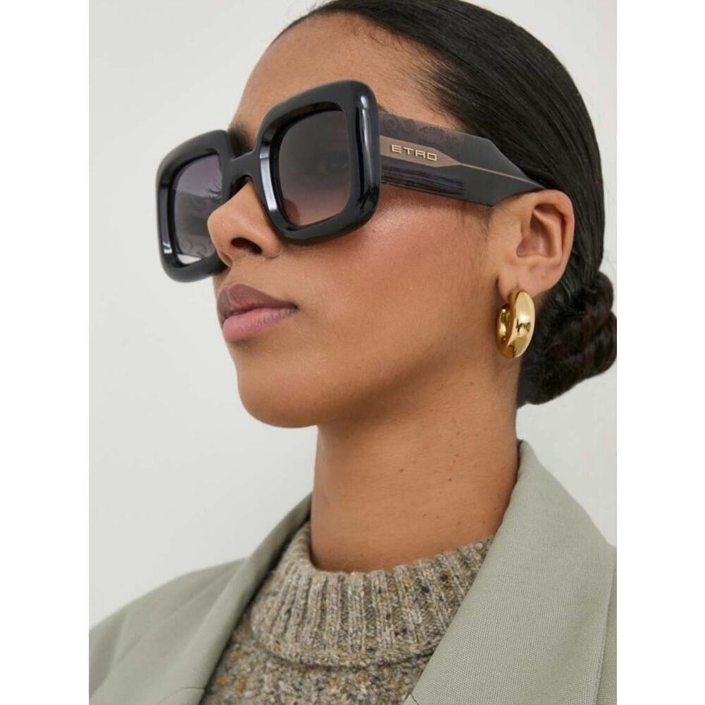 New Etro ETRO0015/S 0KB79O Dark grey Square Sunglasses, Authentic